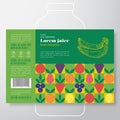 Fruit and Vegetables Pattern Juice Label Template. Abstract Vector Packaging Design Layout. Modern Typography Banner