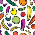 Fruit and vegetables seamless pattern Royalty Free Stock Photo