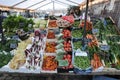 Fruit and vegetables shoppers at fruit and vegetables vendor