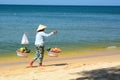 Fruit vendor on the beach. Phu Quoc. Vietnam Royalty Free Stock Photo