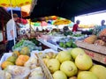 Fruit vendor at Caribbean market Royalty Free Stock Photo