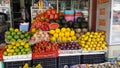 Fruit Vietnamese store. Dragon fruit, mango, watermelon, bananas, melon are sold at the trading bench. Nha Trang Vietnam Royalty Free Stock Photo