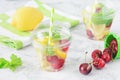 Fruit Water Glass Citrus Slice Berry Mint Beverage Royalty Free Stock Photo