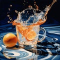 Fruit water orange fresh background freshness splashing food drop healthy bubble drink liquid Royalty Free Stock Photo