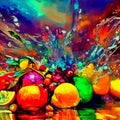 Fruit Water Rush In Fauvism Royalty Free Stock Photo