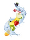 Fruit Water Splash Realistic Royalty Free Stock Photo