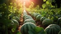 Fruit watermelon garden, business farming and entrepreneurship, harvest.