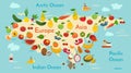 Fruit world map, Eurasia.