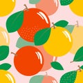 Apples of different varieties and colors. Seamless cute pattern for textile and paper products. Royalty Free Stock Photo