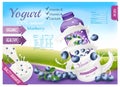 Fruit yogurt with berries advert concept.