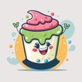 Fruit yogurt on cup logo cute mascot ice cream gelato cartoon art design Royalty Free Stock Photo