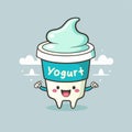 Fruit yogurt on cup logo cute mascot ice cream gelato cartoon art design Royalty Free Stock Photo
