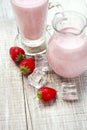 Fruit yogurt with fresh strawberries Royalty Free Stock Photo