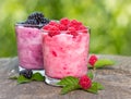 Fruit yogurt in the glass