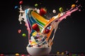 fruit yogurt splash milk blow flavors illustration Generative AI