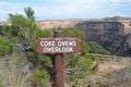 FRUITA, COLORADO - JUNE 23, 2016: Coke Ovens Overlook Sign Along Rim Rock Drive in Colorado National Monument Royalty Free Stock Photo