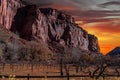 Fruita`s historic vineyards under the cliffs of Capitol Reef. Royalty Free Stock Photo