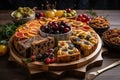 fruitcake platter, with a selection of different types and flavors of cake