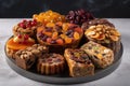 fruitcake platter, with a selection of different types and flavors of cake