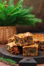 Fruitcake with raisins, dates, candied citrus, honey, cinnamon Royalty Free Stock Photo