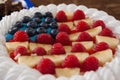 Fruitcake served in plate on wooden table Royalty Free Stock Photo