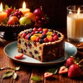 Fruitcake , traditional popular sweet dessert cake