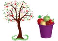 Apple tree with aplles, eps. Royalty Free Stock Photo