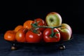 Stillife of fruit on a copper bowl Royalty Free Stock Photo