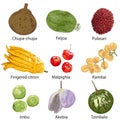 Set of fruits on white background