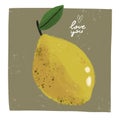 cartoon lemon, hand drawing lettering. Summer colorful illustration, flat style.