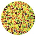 Fruits abstract composition, different fruits icon set, vector i