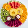 Fruits are arranged in a circular pattern showcasing a vibrant Royalty Free Stock Photo