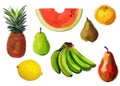 fruits assorts (watercolor) Royalty Free Stock Photo