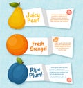 Fruits banners set. Colorful template for cooking