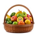 Fruits on basket with white background AI generated