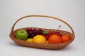 Fruits on basket with white background AI generated