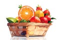 Fruits on basket with white background AI generated