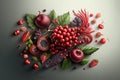 Fruits and berries background. Realistic