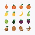 Fruits and berries black icons set. on a white background. Vector icon Royalty Free Stock Photo