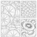 Fruits and berries.Coloring book antistress for children and adults. Royalty Free Stock Photo