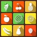 Fruits and berries flat icons Royalty Free Stock Photo