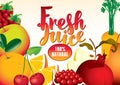 Fruits and berries and fresh juices