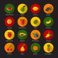 Fruits and berries icons Royalty Free Stock Photo