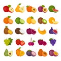 Fruits and berries icons set. Flat style, vector illustration. Royalty Free Stock Photo