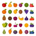 Fruits and berries icons set. Flat style, vector illustration. Royalty Free Stock Photo