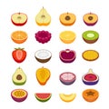 Fruits and berries icons set. Flat style, vector illustration. Royalty Free Stock Photo