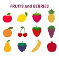 Fruits and berries icons set