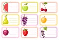 Fruits, berries, labels, color, vector.