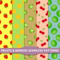 Fruits and berries seamless patterns