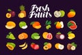 Fruits and berries, set of icons. Food, greengrocery, farm concept. Vector illustration